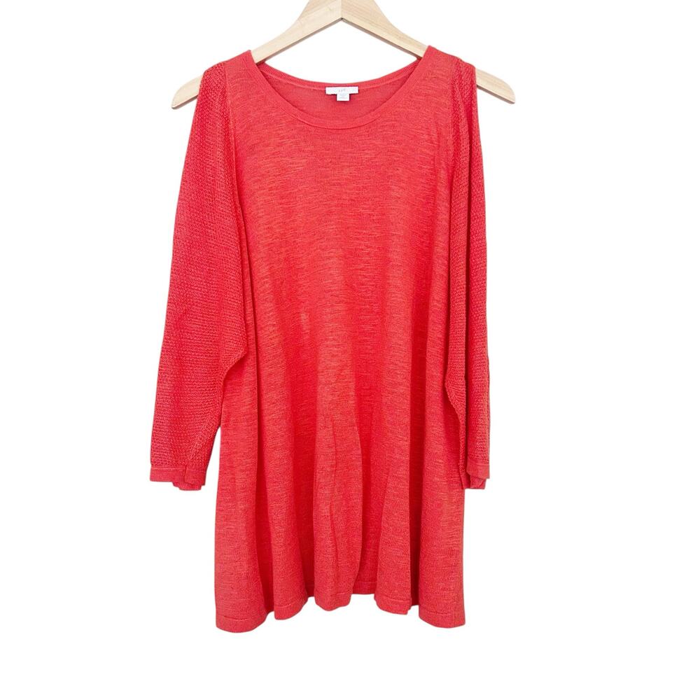 J. Jill Coral Linen Blend Cold Shoulder Shirt Sz 2X